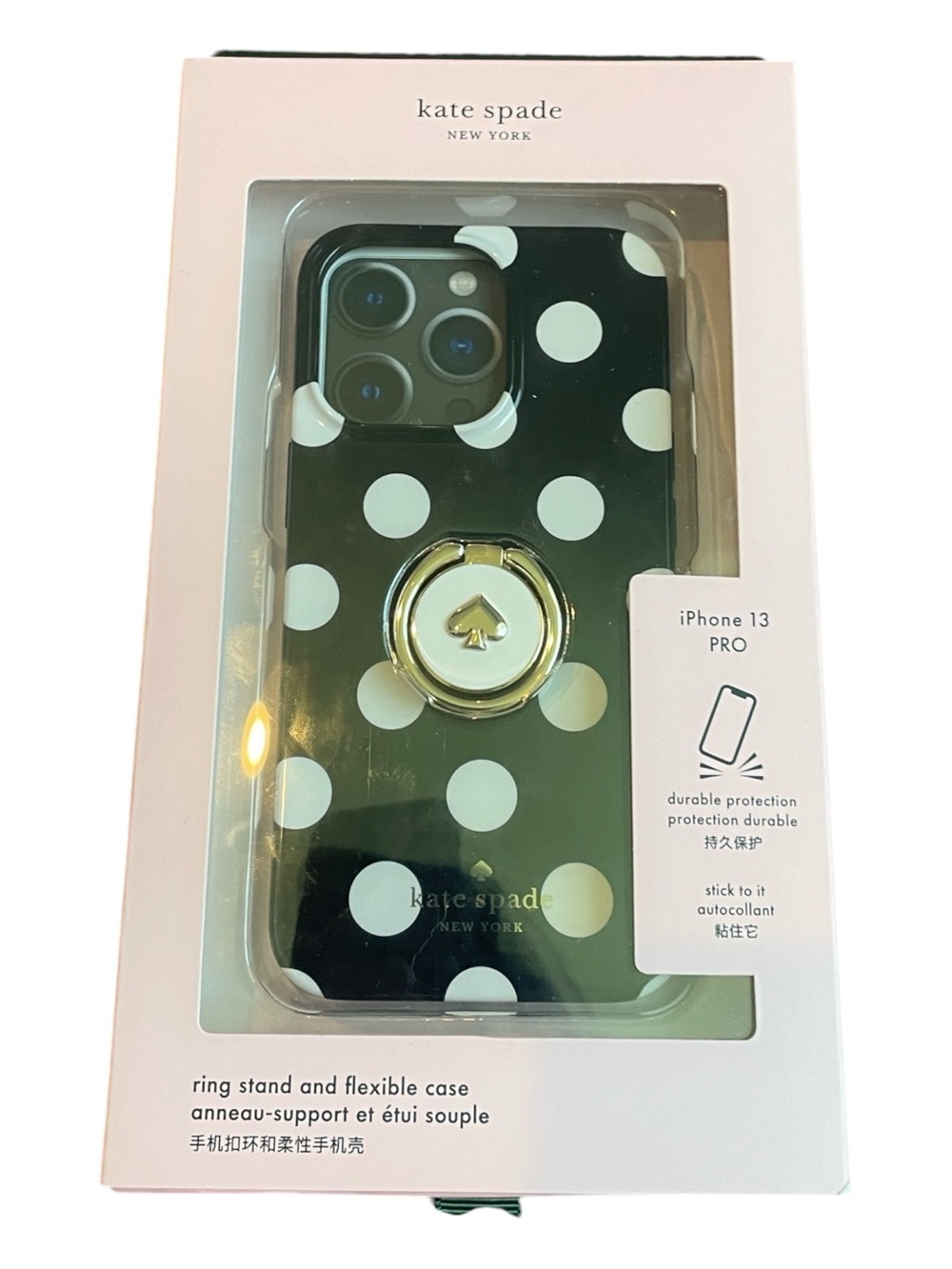 kate spade New York Polka Dot iPhone 13 Pro Case with Ring Stand NEW